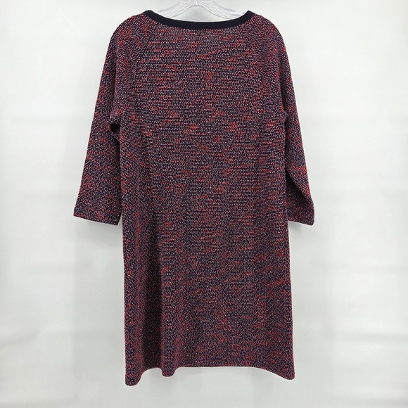 Talbots Dress LP‎ Large Petite Red Textured Knit Navy Gold Buttons 3/4 Sleeve - Picture 4 of 9